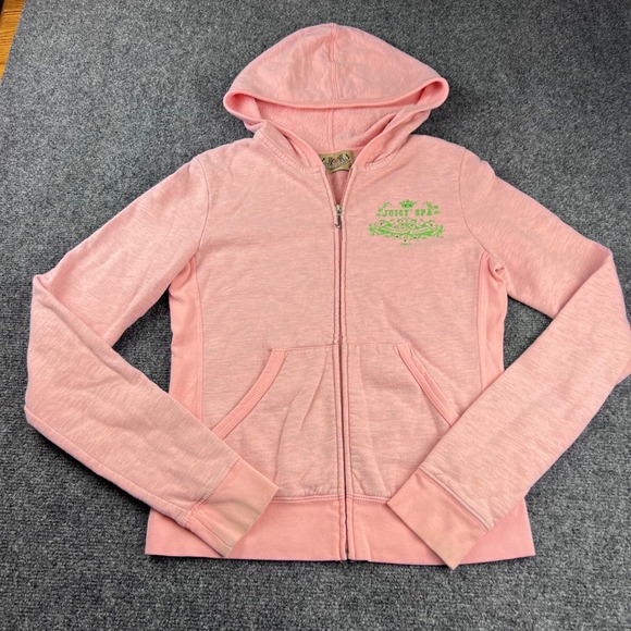 Juicy Couture Tops - Y2K Juicy Couture Pink Juicy Spa Zip Up Hoodie Rhinestone Graphic Medium